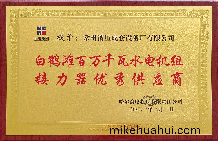 哈(ha)電(dian)白(bai)鶴(he)灘(tan)的證書(shu)